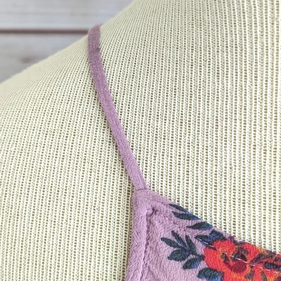 Free People It's a Cinch Magenta Floral Print Tie Back Mini Dress Size Small - Picture 8 of 16